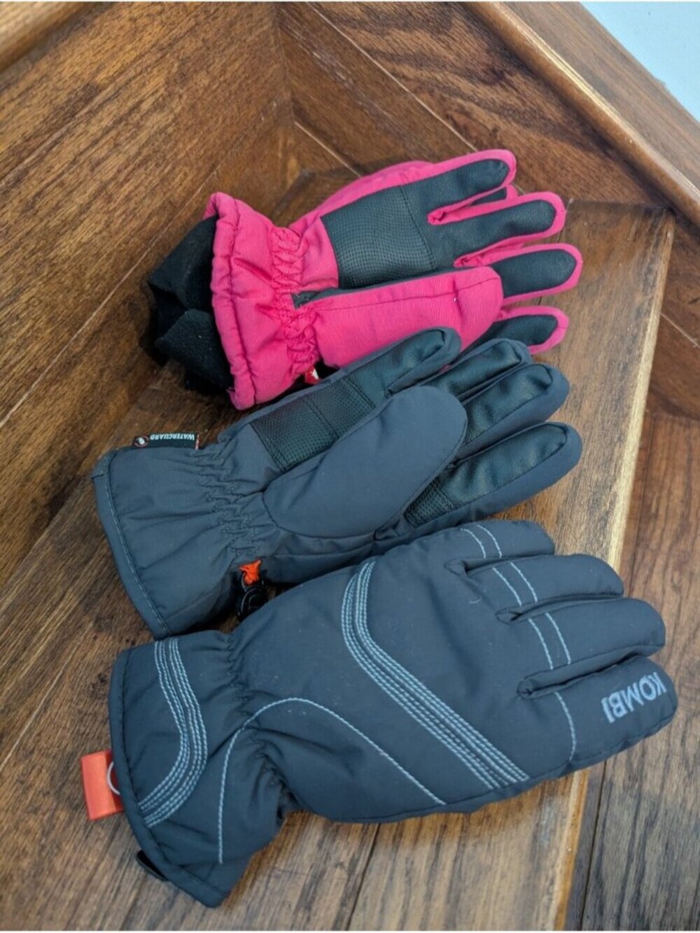 Kombi Kids Winter Gloves Set - Pink and Black And New Gray & Black Junior Small
